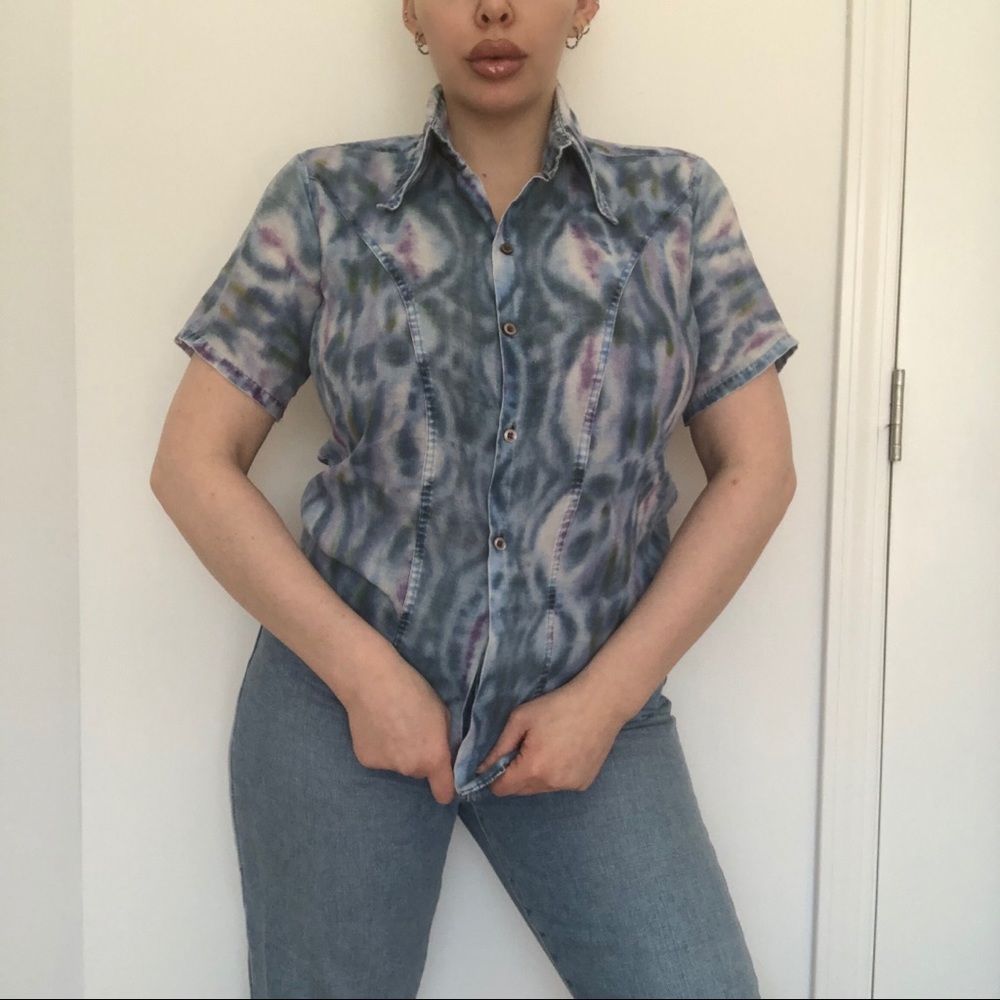 Tie-dye collared shirt